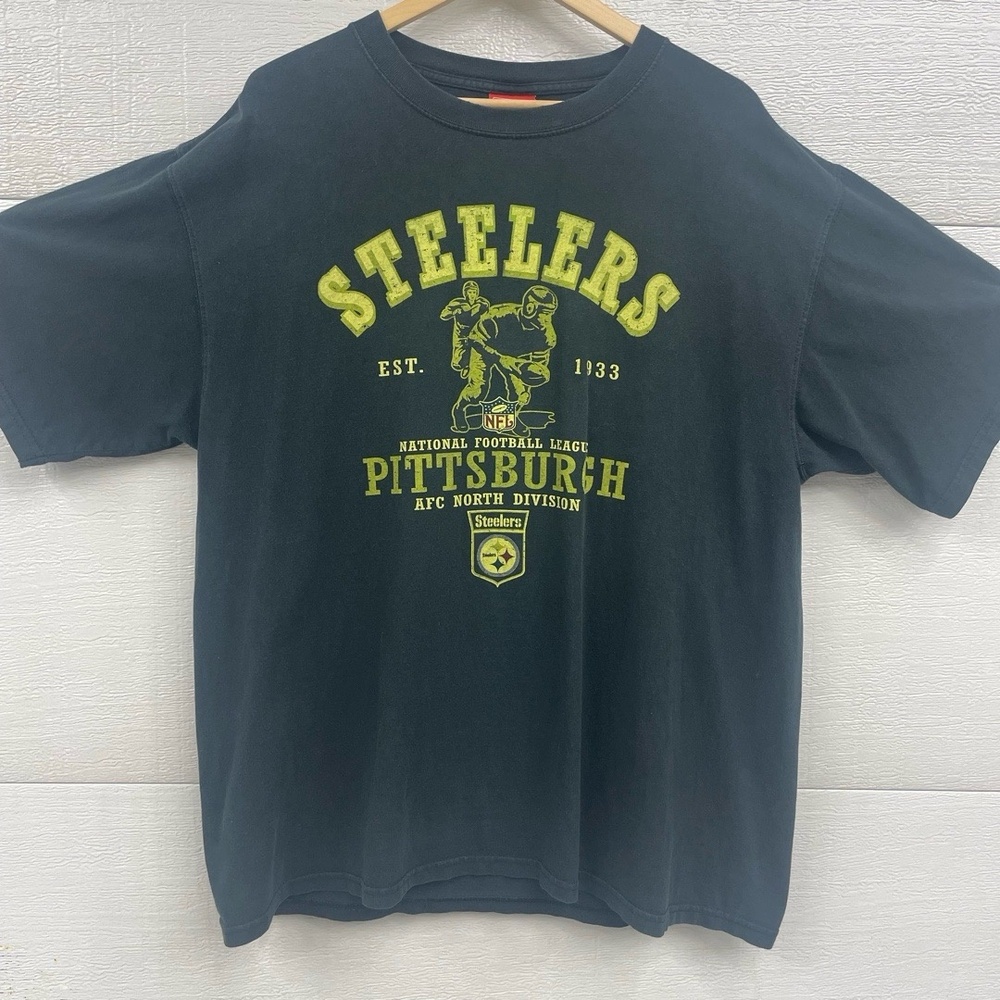NFL Steelers 1933‎ Black Short Sleeve Distressed Vintage TShirt Extra Large XL